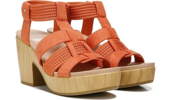 Dr Scholl's Blossom Block Heel Sandal Blossom Block Heel Sandal Coral Gold | AjNOljzs