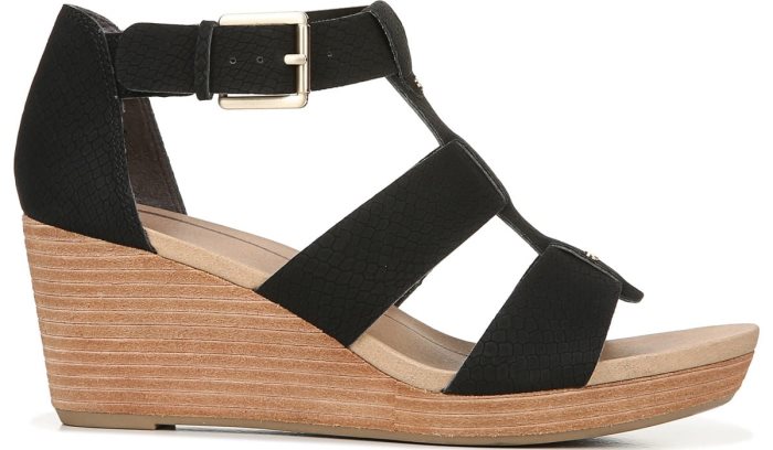 Dr Scholl's Barton Wedge Sandal Barton Wedge Sandal Black Snake | VmMRNixc