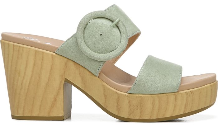 Dr Scholl's Bayside Block Heel Slide Sandal Bayside Block Heel Slide Sandal Pistachio Microfiber | LTYsVevn