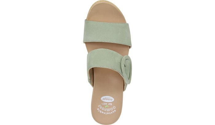 Dr Scholl's Bayside Block Heel Slide Sandal Bayside Block Heel Slide Sandal Pistachio Microfiber | LTYsVevn