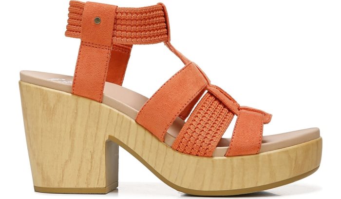 Dr Scholl's Blossom Block Heel Sandal Blossom Block Heel Sandal Coral Gold | AjNOljzs