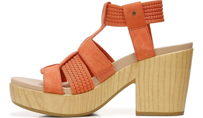 Dr Scholl's Blossom Block Heel Sandal Blossom Block Heel Sandal Coral Gold | AjNOljzs