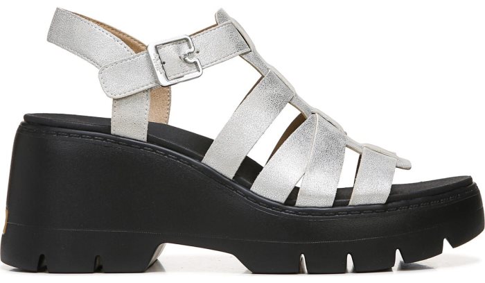 Dr Scholl's Check It Out Wedge Sandal Check It Out Wedge Sandal Silver | voyipXsn