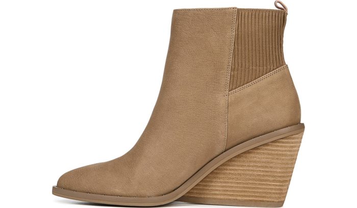 Dr Scholl's Mania Wedge Bootie Mania Wedge Bootie Toasted Coconut Leather | XyULjib3